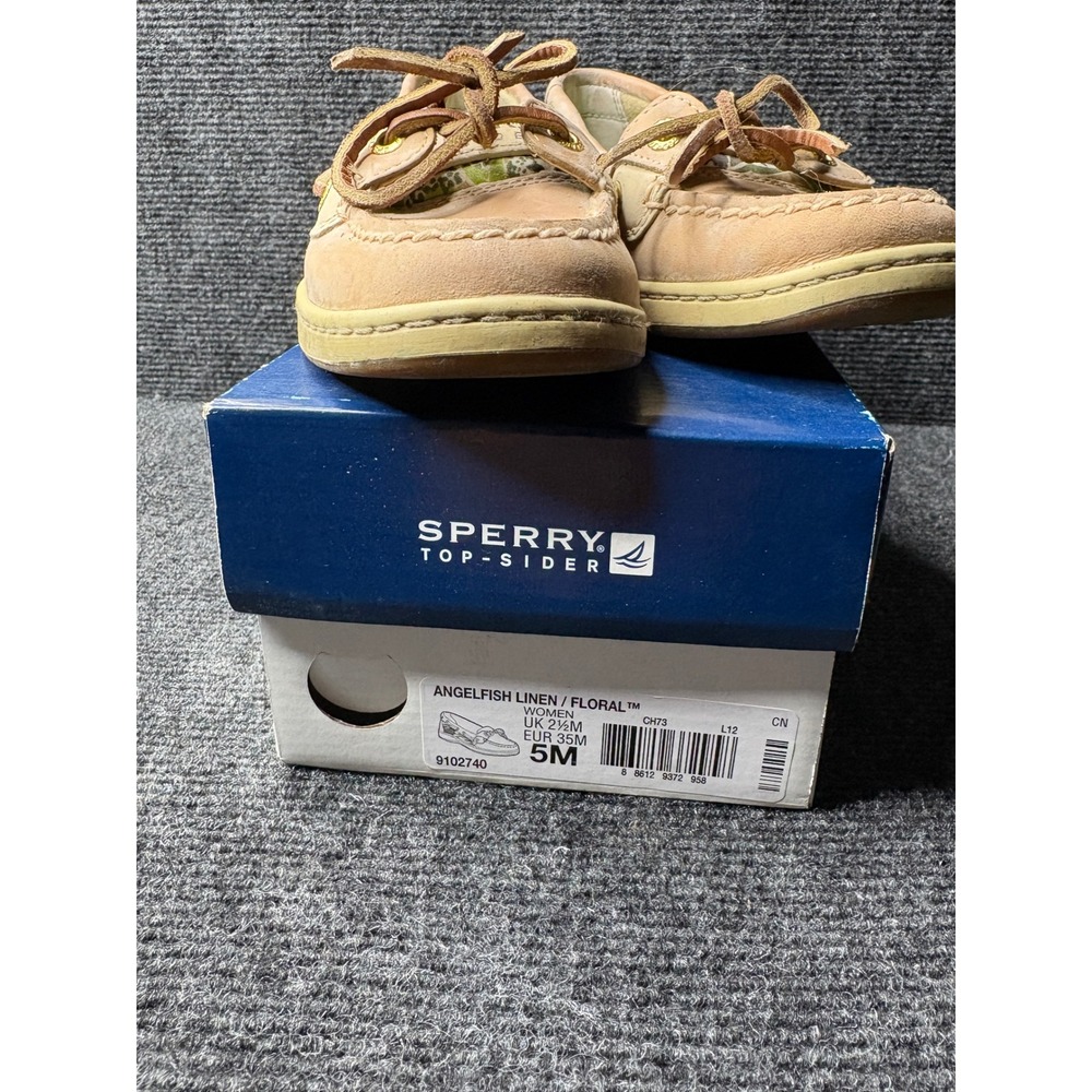 Sperry Top-Sider Womens Angelfish Linen Floral Leather Boat Shoes 5M 9102740 - Picture 5 of 8